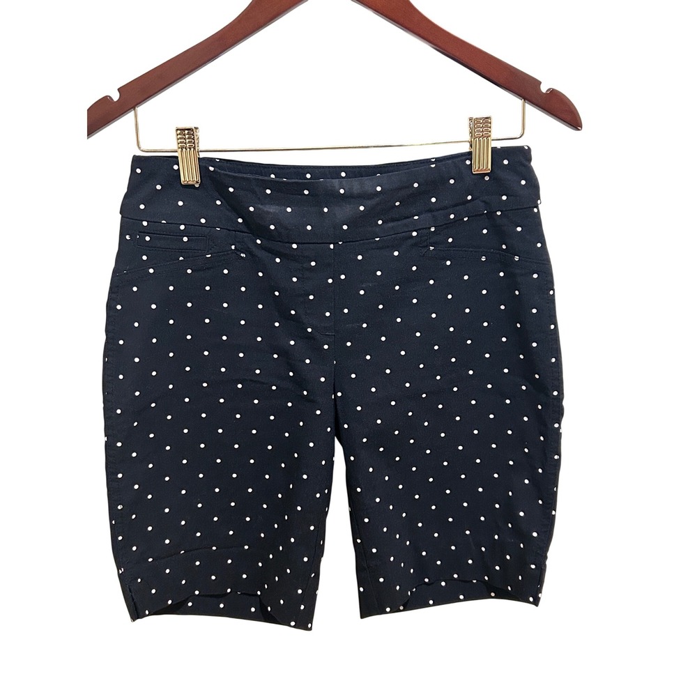Kenar Polka Dot Bermuda Shorts High Waist‎ Career Casual Black Size 4